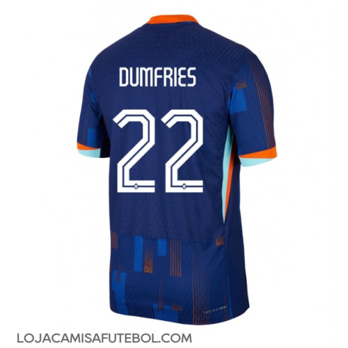 Camisa de Futebol Holanda Denzel Dumfries #22 Equipamento Secundário Europeu 2024 Manga Curta